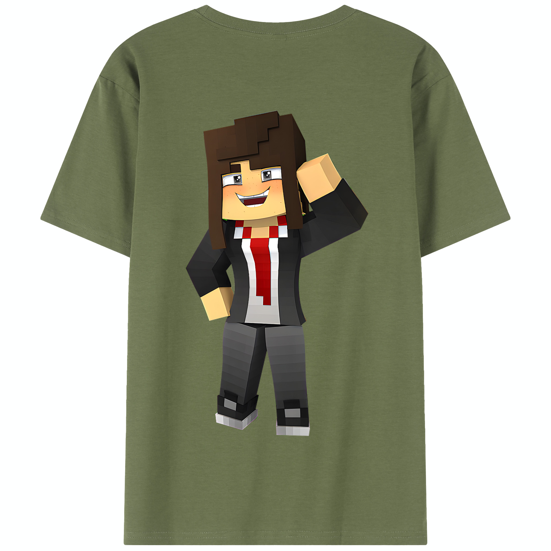 （画像用） マインクラフト ブロックの世界 Minecraft MC Block world 綿100％半袖Tシャツ（背面プリント）